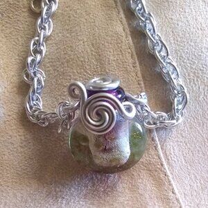 Shimmering Glass Bottle - Wish Necklace - Genie Bottle - Cremation Jewelry